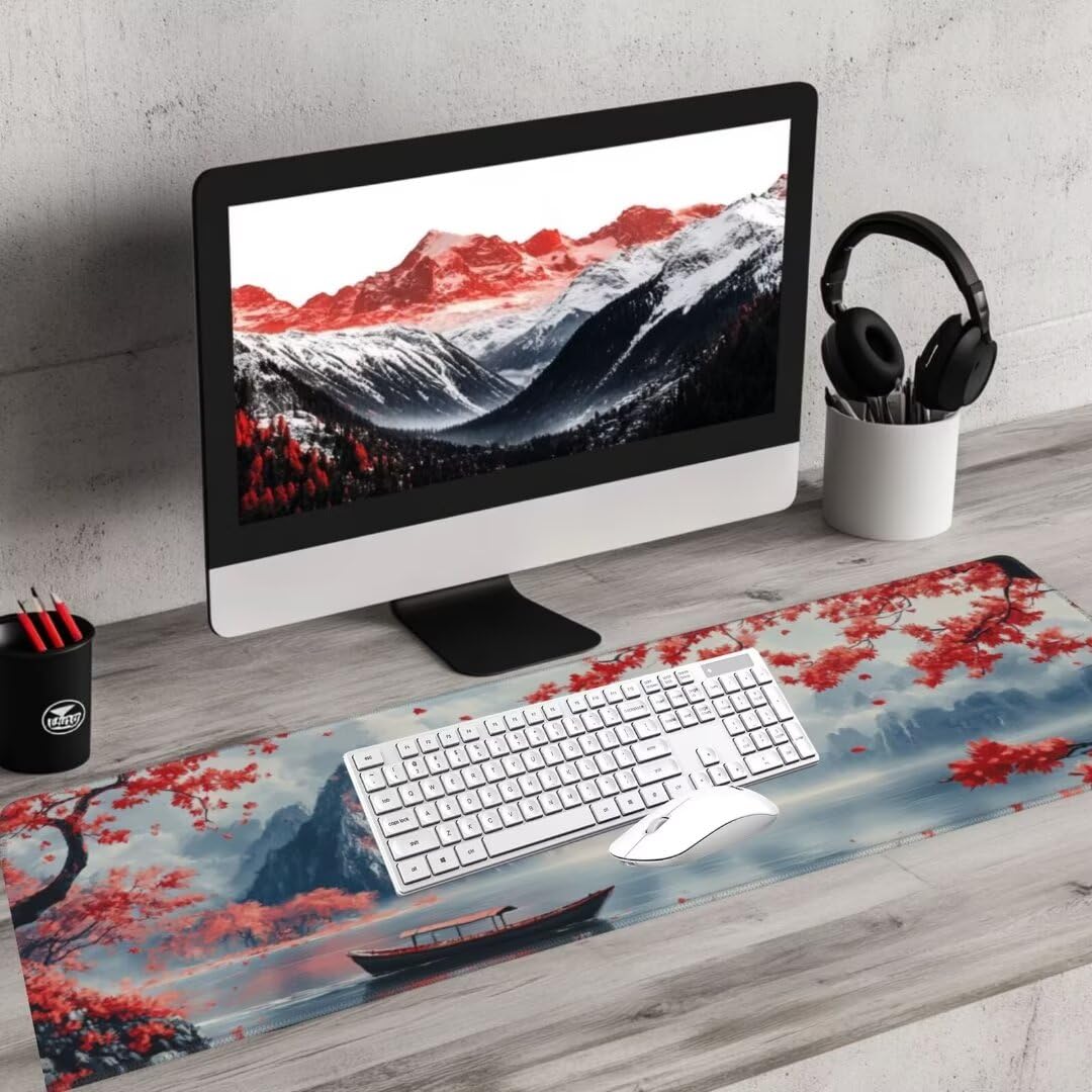 Gaming Mauspad XXL China Großes Mousepad 1200 * 500mm rutschfeste Schreibtischunterlage Japan Mouse Pad mit Vernähte Kanten Verbessert Desk Mat Mauspad Groß Geschwindigkeit und Präzision für Gaming