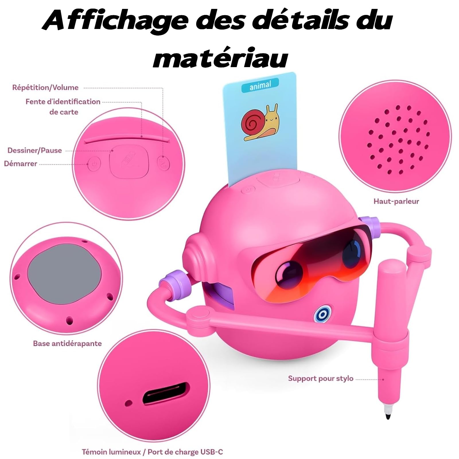 Robot de dessin jouet éducatif interactif, matériau ABS, esthétique