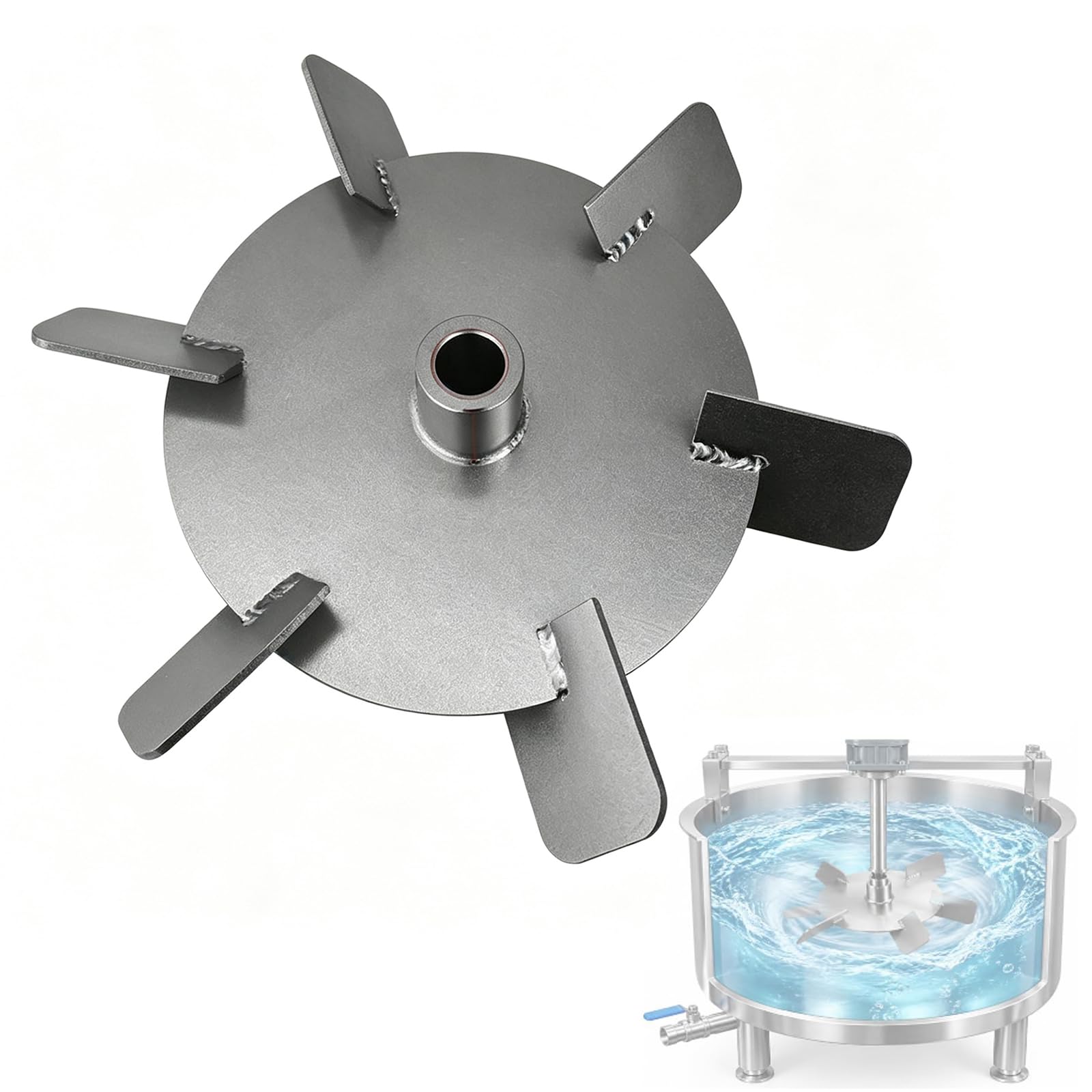 Girante miscelatore in acciaio inox a 6 pale per sostituzione agitatore liquido