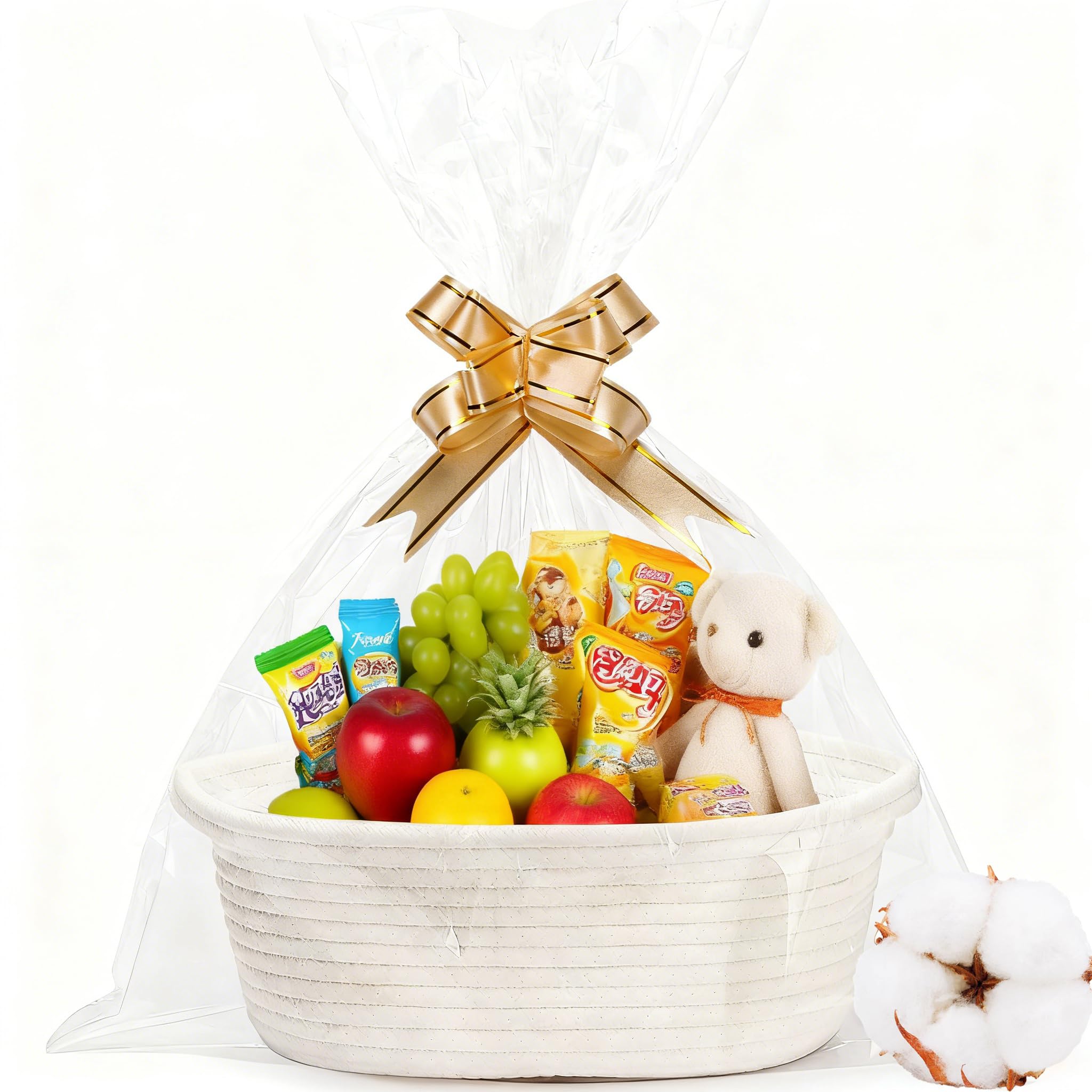 Kiswleon Gift Basket Hamper Kit,Gift Hamper Basket with Two Ribbon,Hamper Baskets for Gifts Empty for Wedding,Christmas,Easter,Birthday