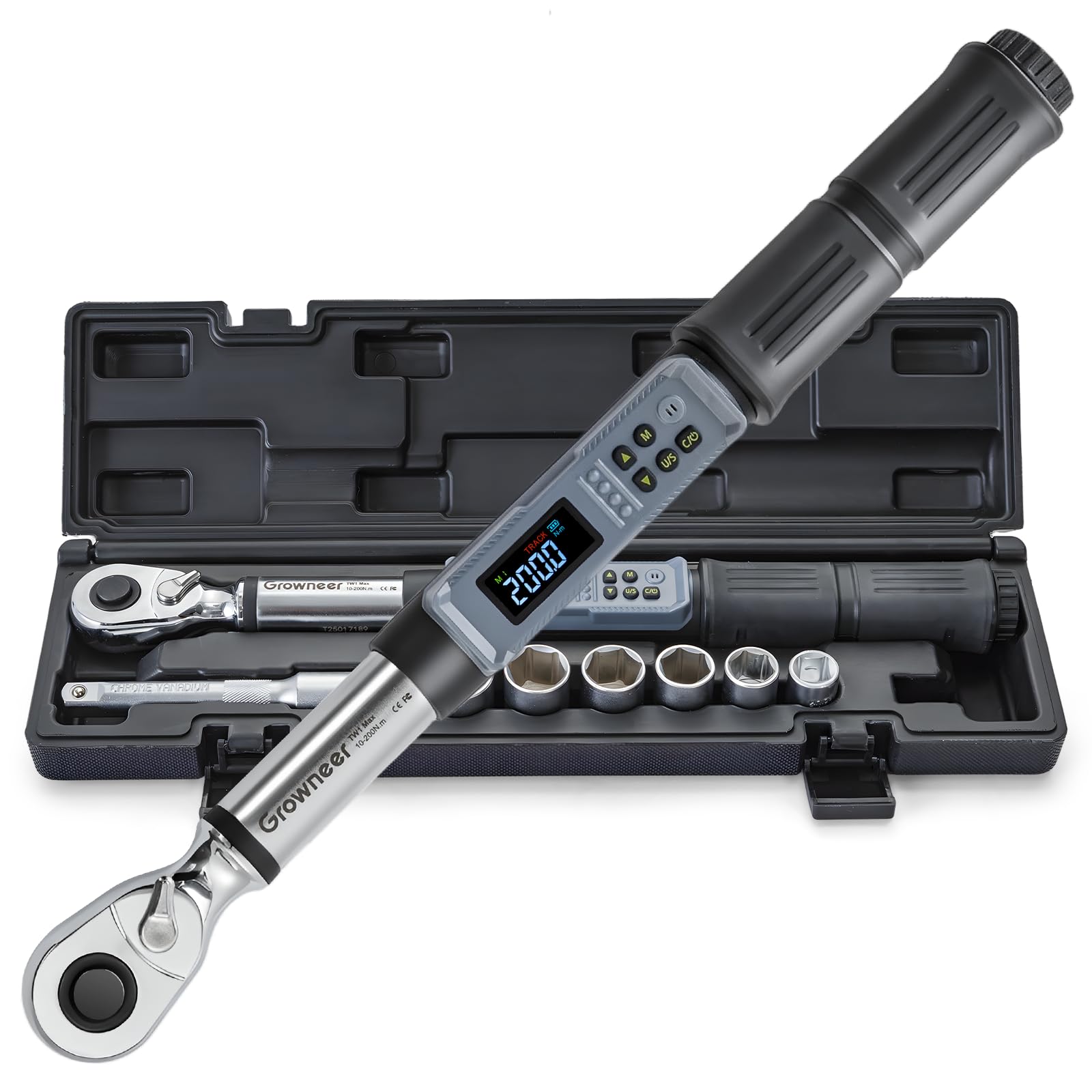 GROWNEER Digital Torque Wrench, 7.38-147.5 Ft-lbs/10-200 nm