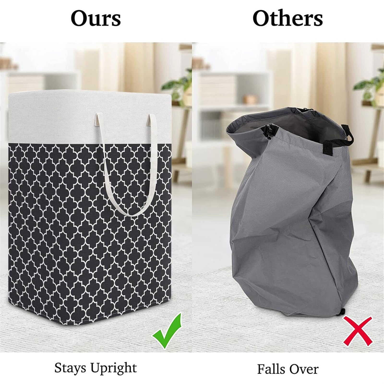 Aufbewahrungskorb für Küche und Wäsche (75 l) mit Griff, großes Fassungsvermögen, faltbar, ideal für Kleidung und andere Kleinigkeiten