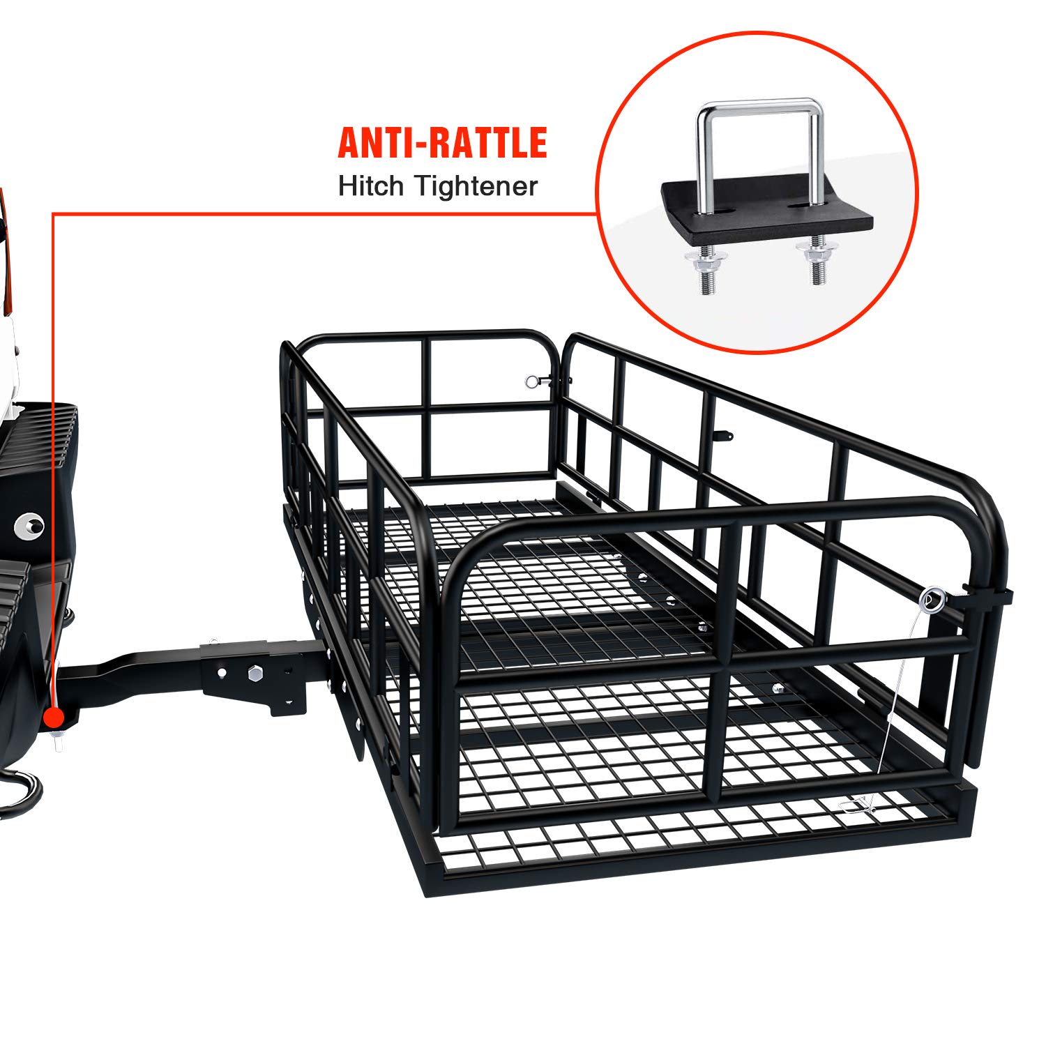 Buy Hitch Mount Basket Foldable Storage Steel Cargo Carrier Rack, Fits