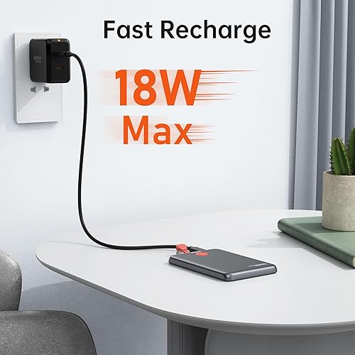 Miniatura 6 de Banco de energía magnético delgado de 5000 mAh, PD 20 W de carga rápida, cargador portátil de tamaño de bolsillo con cable USB C integrado para