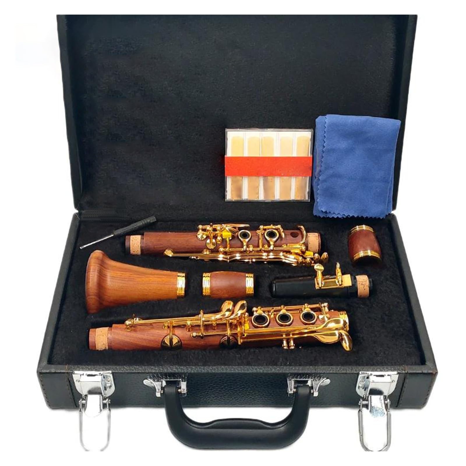 Corpo In Legno Di Sequoia Clarinetto Chiavi In ​​Do Chiavi Placcate In Oro Clarinetto Con Accessori