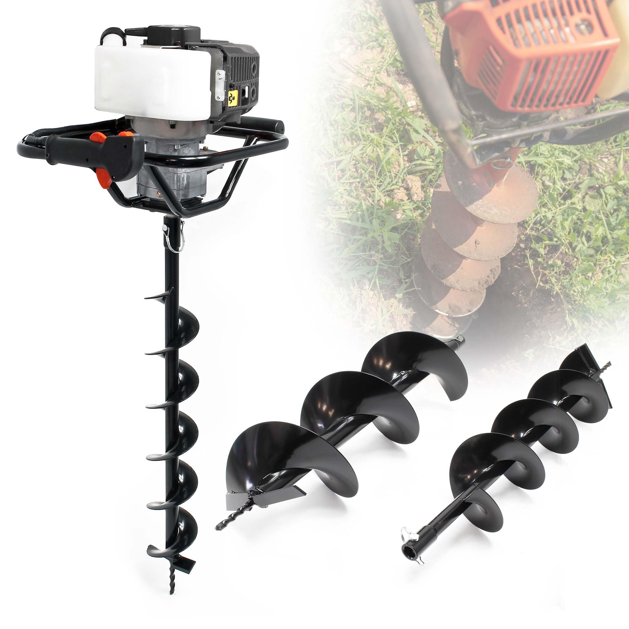 Zestaw wiertnicy glebowej z silnikiem benzynowym 1,4kW i 52cm³ łącznie z wiertłami 100mm 150mm 200mm