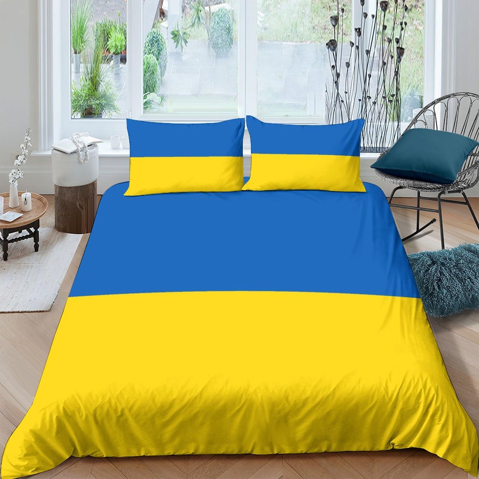 AAHARYA Flag of Ukraine Bedding Set 3D Printed Pattern Ultra Soft National Flag Theme Duvet Cover，room Decoration 3pcs Set,with Hidden Zipper Quilt Cover And Pillowcase King（220x240cm）