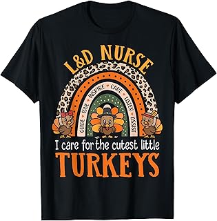Thanksgiving Labor & Delivery Nurse Turkey Outfits - Women's Unisex Adults Black Short Sleeve Modern Crew Neck T-Shirt - Small - I Care for the Cutest Little Turkeys