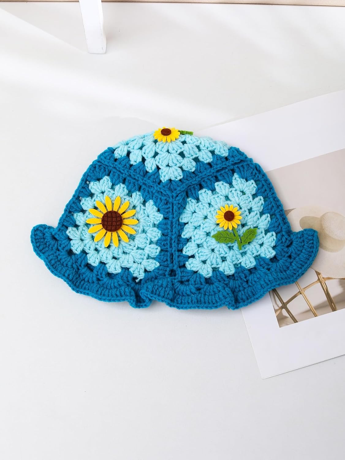 Verdusa Women's Crochet Bucket Hats Foldable Knitted Boho Hat - Image 5