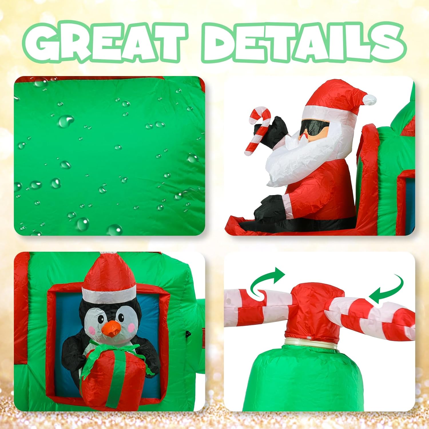 6.5FT Christmas Inflatable Helicopter Santa Claus Yard Decoration with Rotating Propeller, Built-in LED Lights, Blow Up Santa Outdoor Xmas Decor for Yard, Lawn & Garden, Holiday Party, Gift Display