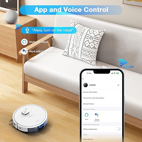 Miniatura 8 de Tikom Combo robot de aspiradora y trapeador, navegación LiDAR, aspiradora robótica L9000, succión de 4000 Pa, 150 minutos máximo, mapeo inteligente,