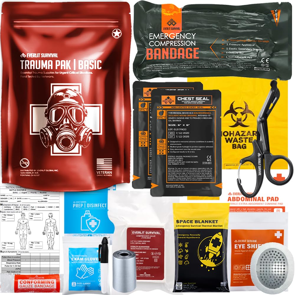 Amazon.com: EVERLIT Trauma Pak, with Compression Banage, Chest