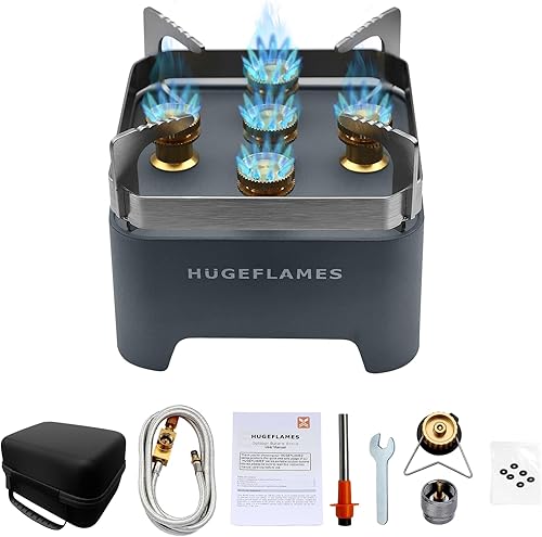 Miniatura 11 de Estufa de propano de un solo quemador, estufa de campamento con protección contra el viento, quemador de propano de encendido automático para