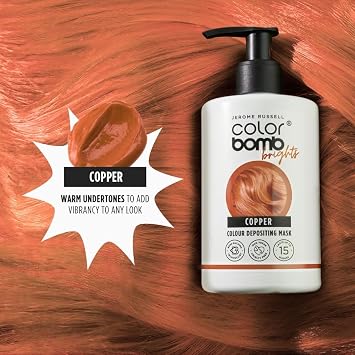 Jerome Russell COPPER Bright Colour Bomb | Colour Depositing Hair Mask | Vibrant Colour Hair Mask | Nourishing, Semi-Permanent Colour & Shine Treatment | Vegan & Cruelty-Free | 300ml