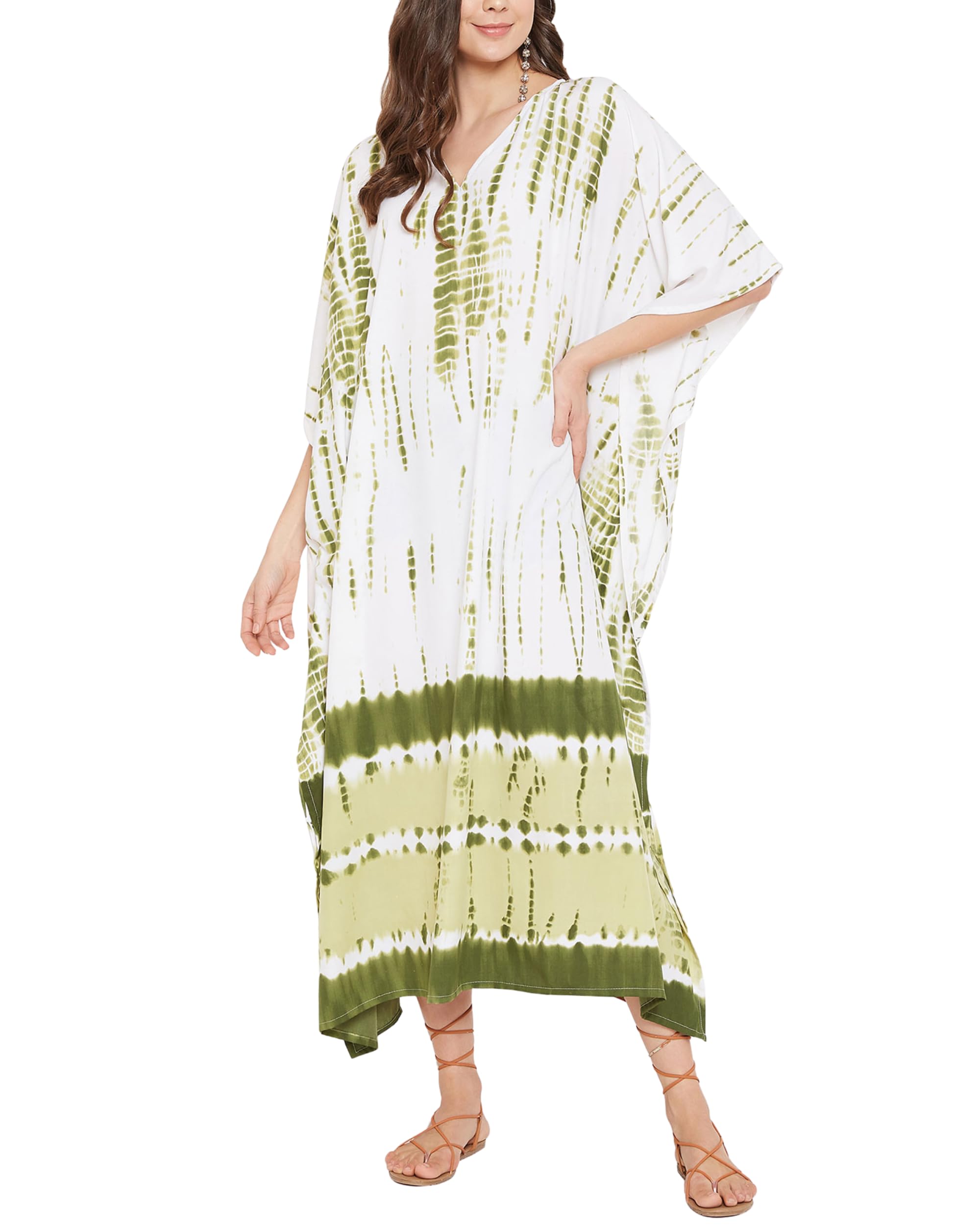Women Kaftan Plus Size Polyester Summer Lightweight Caftan Swimsuit Cover Ups Maxi African Mumu Lounge House Dress