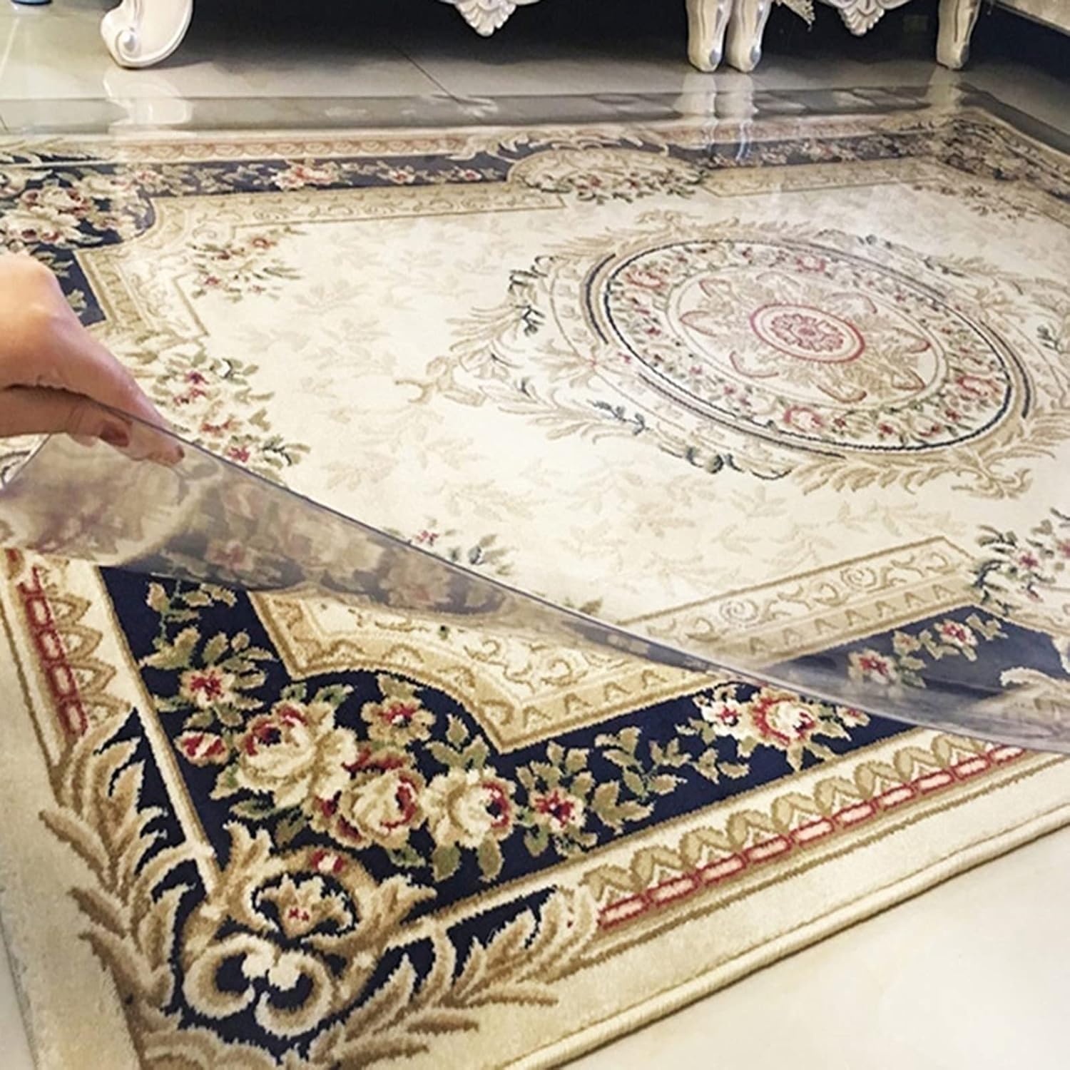 Non Skid Transparent Waterproof Rugs Pad Living Room Carpet Protector,Clear Vinyl Plastic Floor Runner Protector, for Kitchen Low Pile