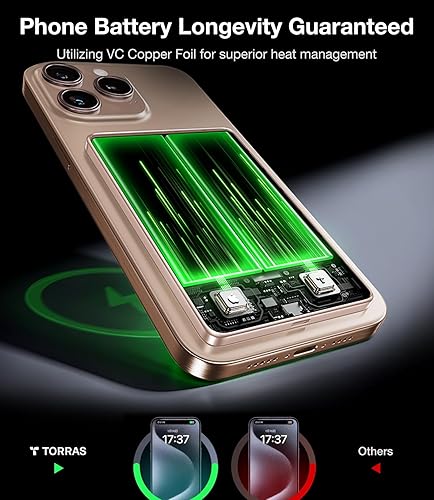 Miniatura 8 de TORRAS MiniMag Power Bank, cargador portátil inalámbrico ultra delgado de 5,000 mAh con cable USB-C, carga rápida iPhone Air MagSafe, cargador