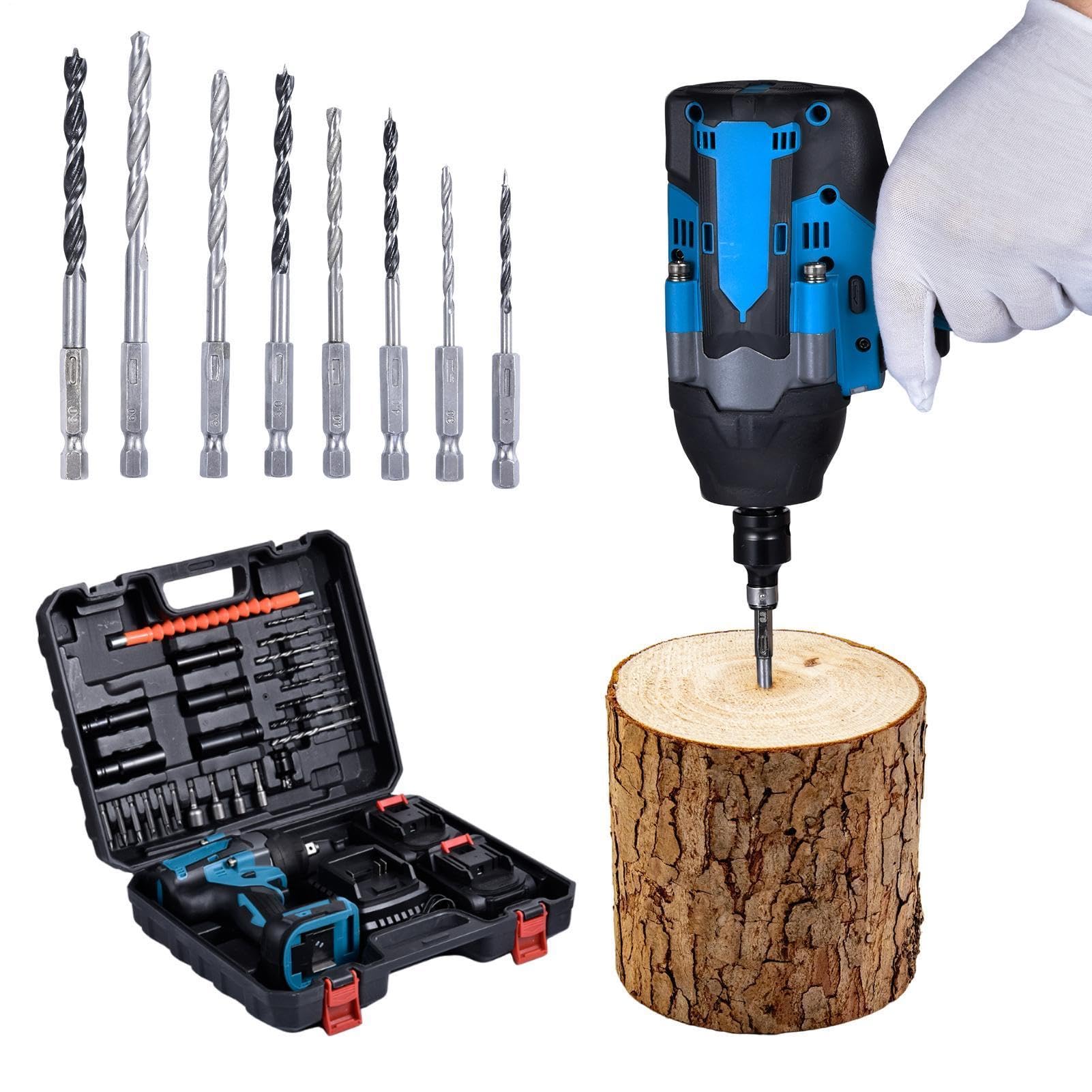 Avvitatore Elettrico Impulsi Senza Fili 800Nm Brushless Con 2 Batterie 4Ah