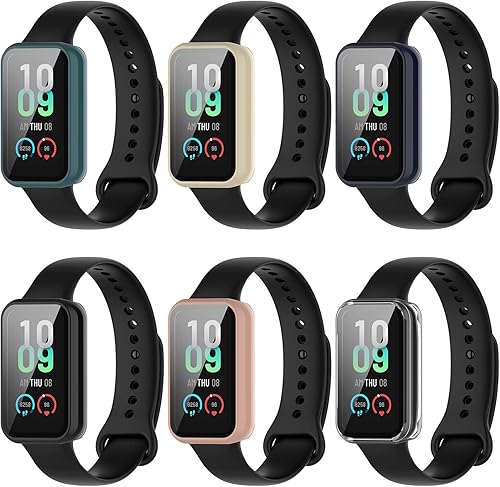Miniatura 8 de Funda de reloj compatible con Amazfit Band 7, protector de pantalla de policarbonato duro antiarañazos, parachoques a prueba de golpes, carcasa