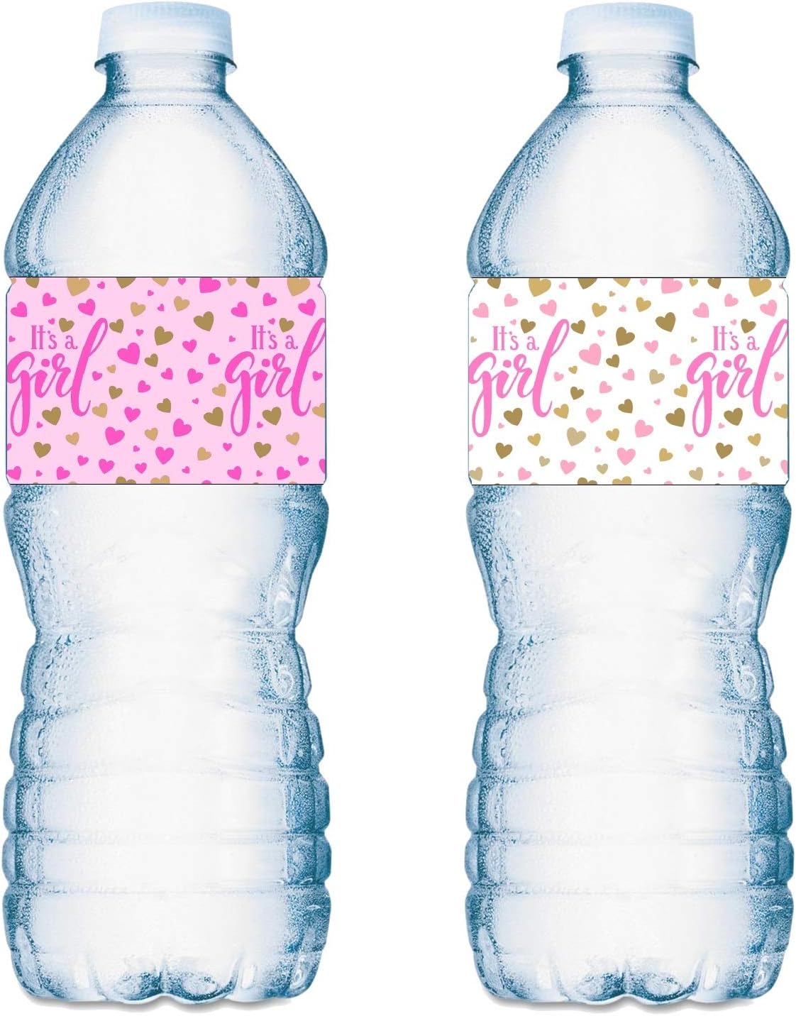 20 Its a Girl Water Bottle Labels Pink and White Baby Shower Party ; Waterproof Water Bottle Wrappers; Its a Girl Water Bottle Stickers Labels Decorations (10 Pink and 10 White)
