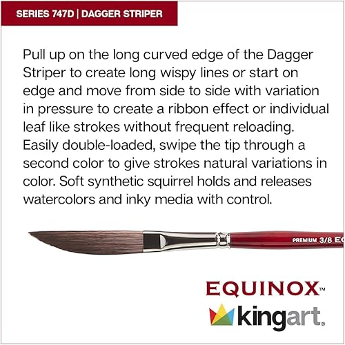 Miniatura 3 de KINGART Premium Equinox 747D-38 - Pinceles para acuarela, pelo sintético de ardilla, mango corto, tamaño 38 pulgadas