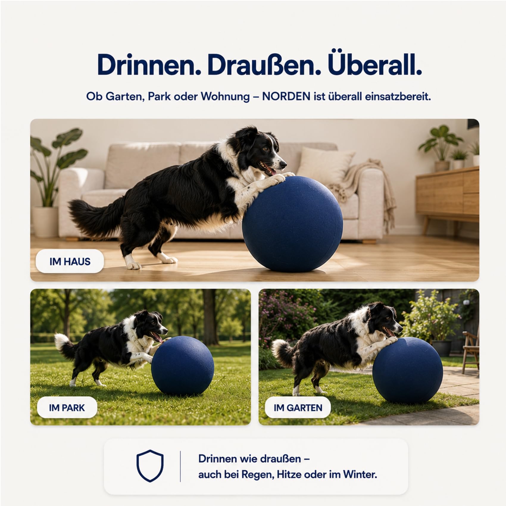 DZ'HUE Giant Herding Ball for Dogs, Ball für Hunde,Kau und kratzfestes Hundespielzeug mit Handschlaufe, Strapazierfähiges, reißfestes Spielzeug für Training, Übungen und Spiel (M)