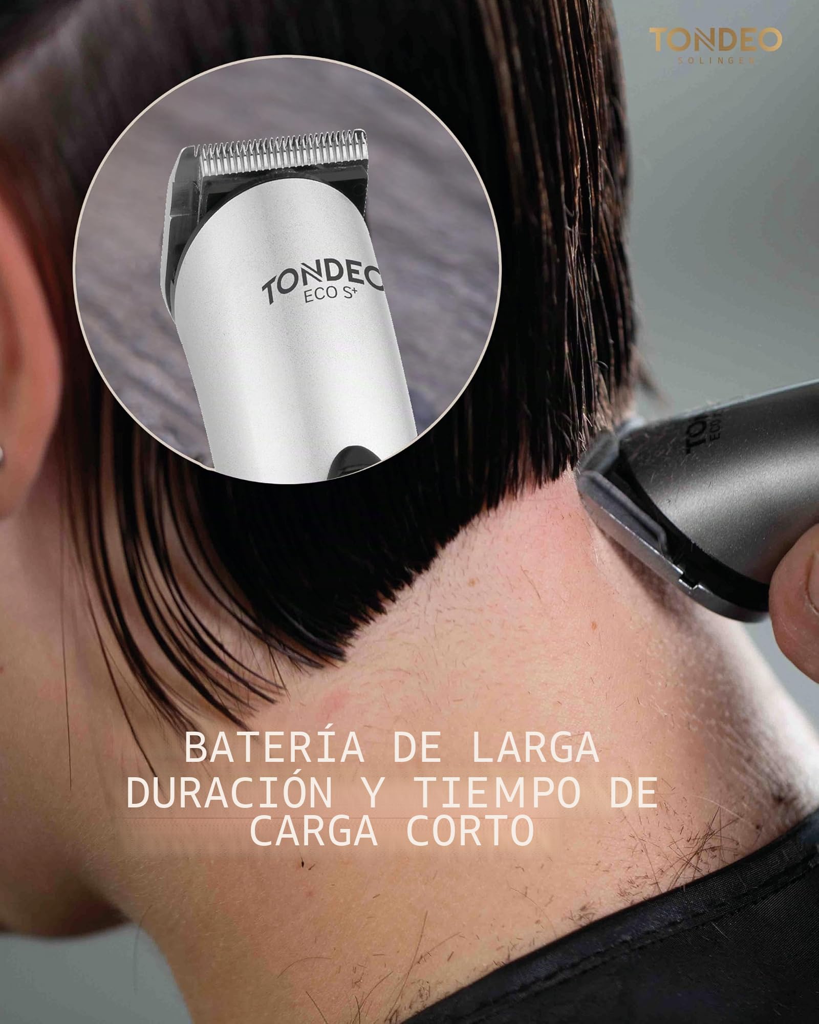 TONDEO Cortapelos ECO S PLUS SILVER | Cortapelos profesional con estación de carga y peine guía para 4 longitudes de corte diferentes
