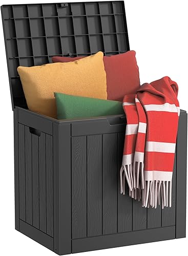 Caja de almacenamiento para exteriores de 30 galones, impermeable, caja de resina para terraza, con cerradura, para muebles de patio, jardín (color
