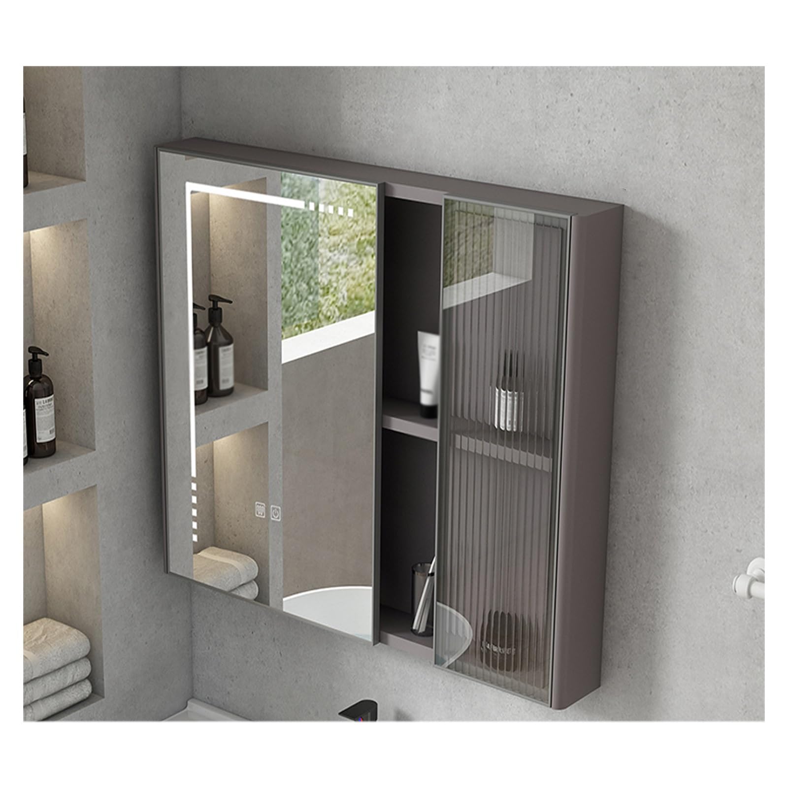 FLYIODFCXV bathroom mirror cabinet, Large Storage Capacity, High-Definition Mirror(90 * 65cm/35.4 * 25.6in)