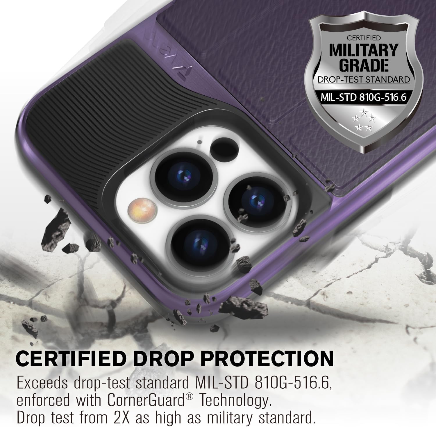 VENA vCommute for iPhone 15 Pro Wallet Case, [Military Grade Drop Protection] Flip Leather Cover Card Slot Holder with Kickstand - Purple - Image 5