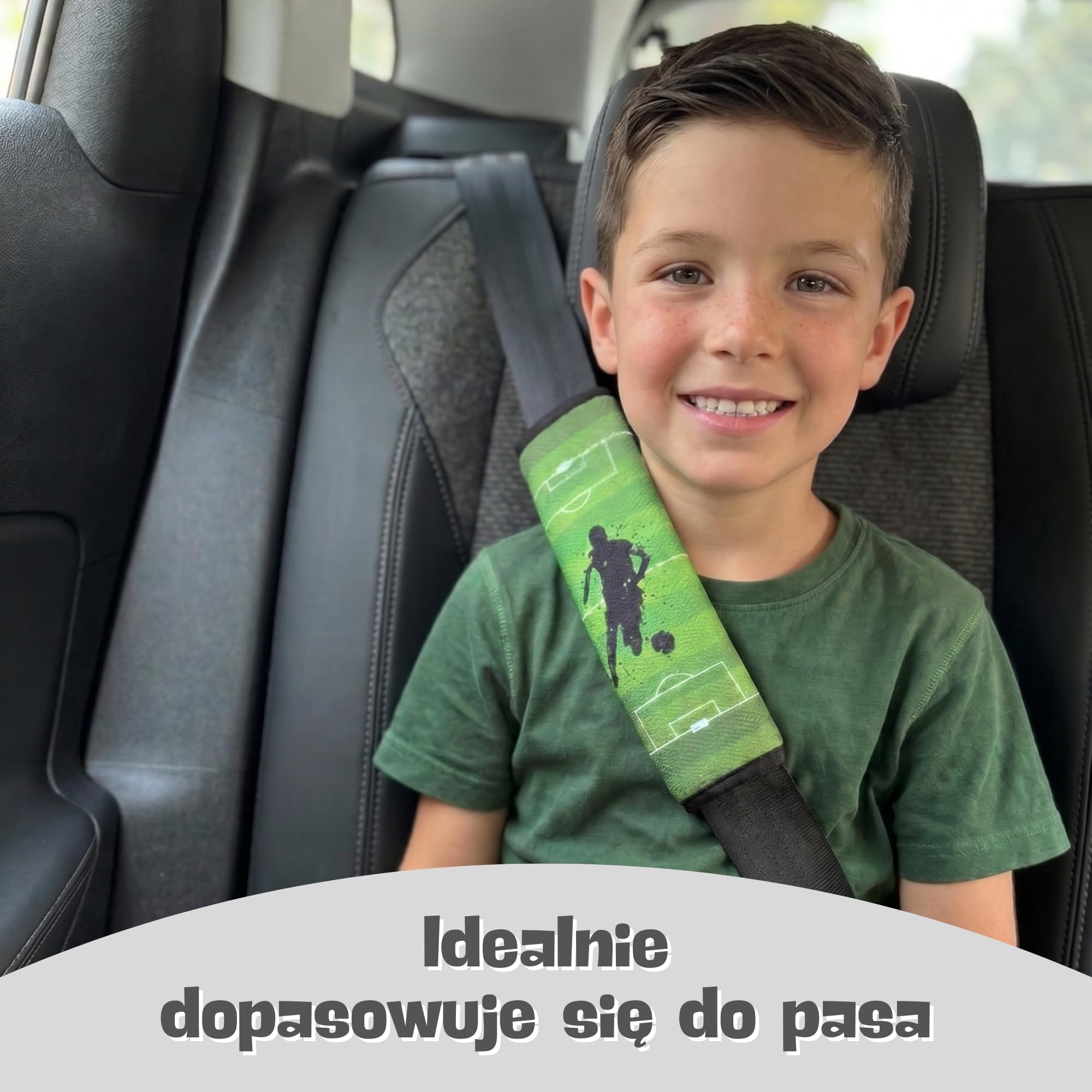 2x HECKBO Ochraniacze na pasy bezpieczeństwa z motywem Piłka nożna - ochraniacze na pasy dla dzieci i niemowląt - idealne na każdy pas bezpieczeństwa samochód fotelik dziecięcy rower przyczepa samolot