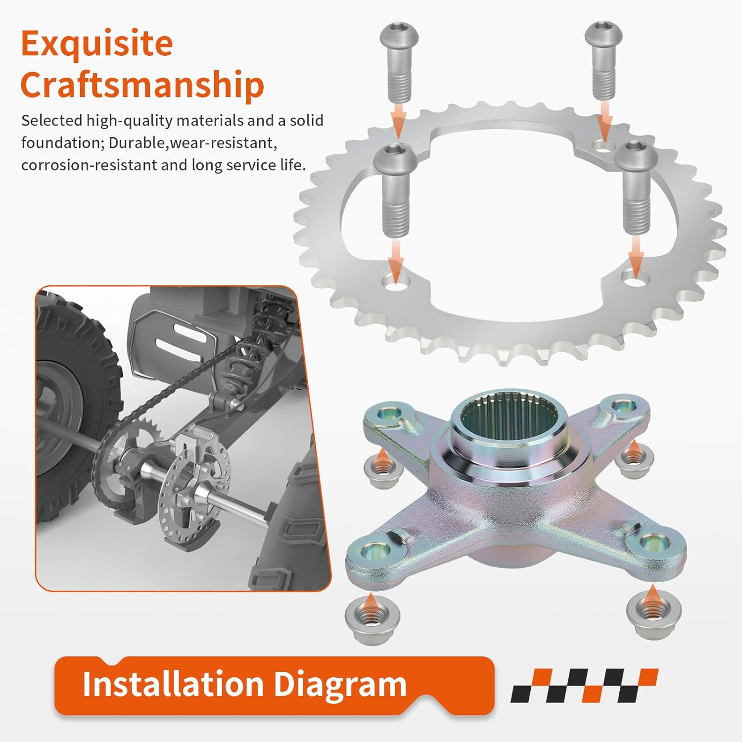 Rear Axle Sprocket & Mount Hub Collar Holder Kit For Yamaha Raptor 250 350 YFM250 YFM350 5YT-25386-00-00 5TG-25438-10-00