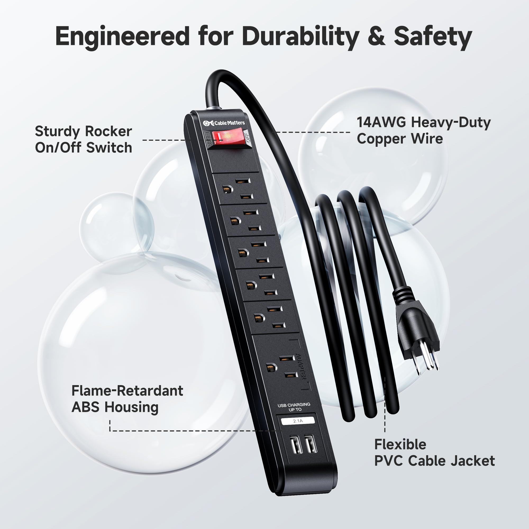 [ETL Listed] Cable Matters 2-Pack 6-Outlet Surge Protector, 8ft — Amazon image 5