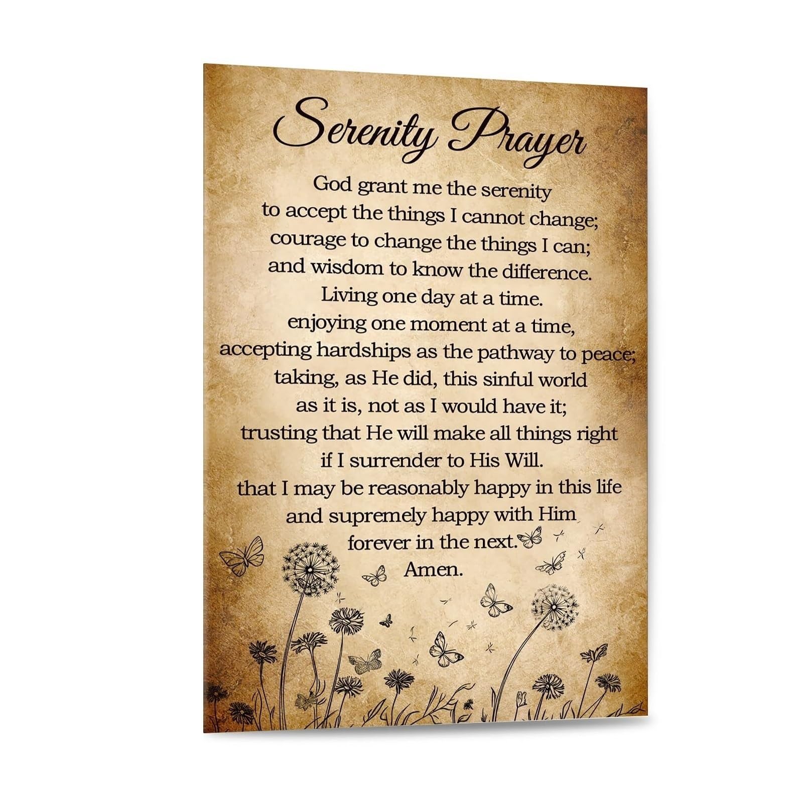 HGETJOHXEM Inspirational Serenity Prayer Wall-Art, God Grant Me Serenity Vintage Canvas Print, Recovery Gift & Home Decor(Unframed,16x24inch(40x60cm))