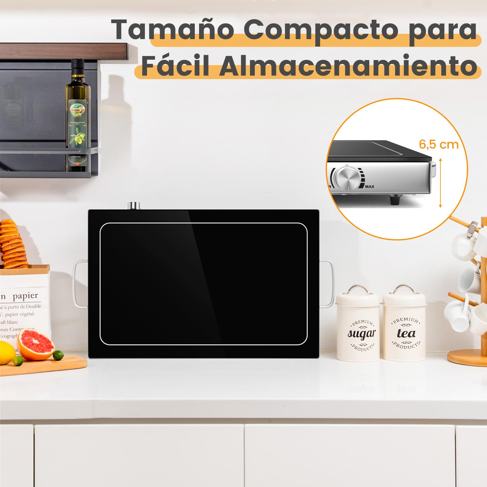 COSTWAY Calentador de Alimentos, Servidor de Buffet, Bandeja de Acero Inoxidable, Calentador de Comida con Tapa de Vidrio Resistente, Calentador de Platos, 300W, Temperatura Ajustable