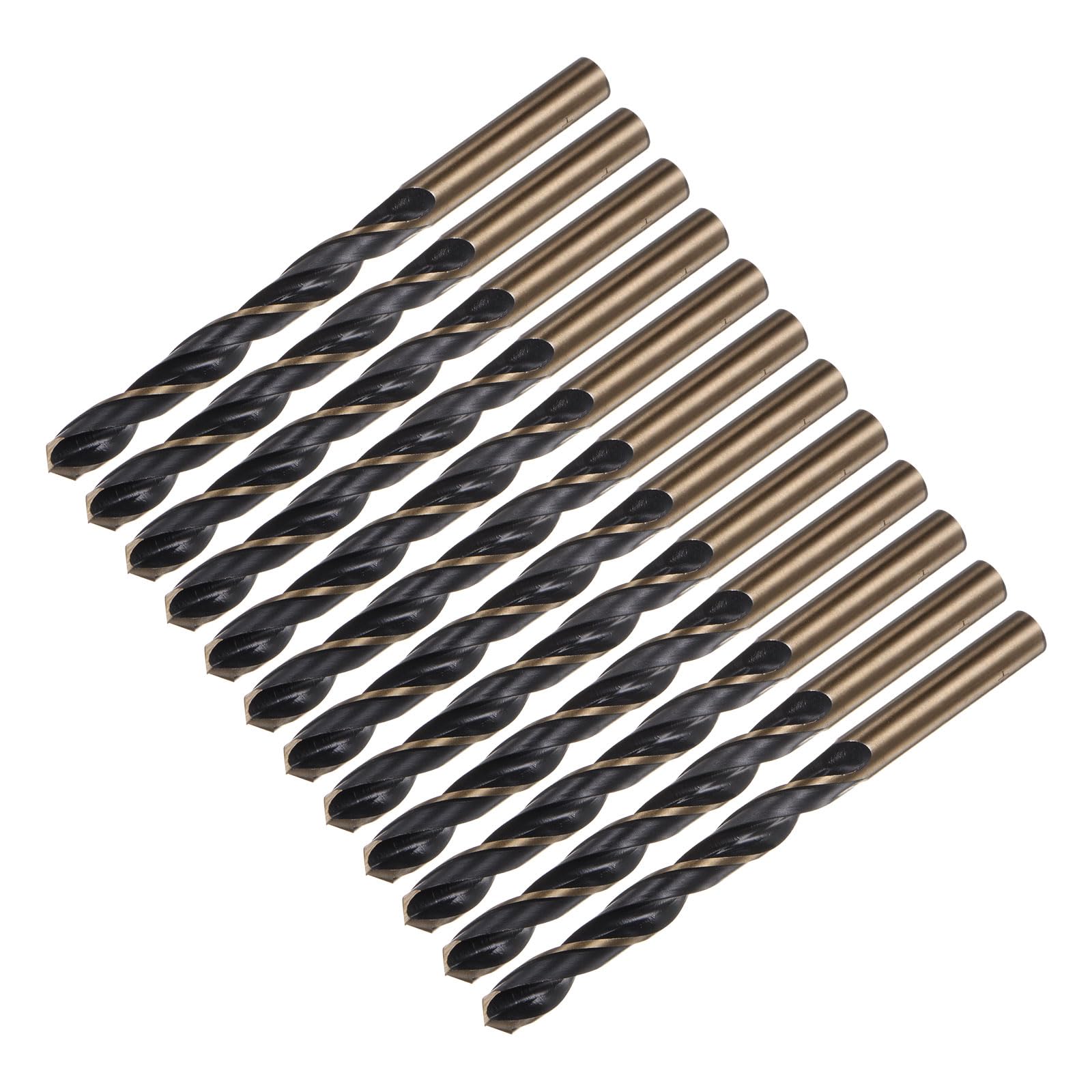 QUARKZMAN 12pz Punte Elicoidali 9mm Acciaio ad Alta Velocità (Hss) Rivestite Nitruro Nero e Titanio Dorato 4341 Punte Trapano Elicoidali a Punto Diviso 135 Gradi per Acciaio Inox Metallo