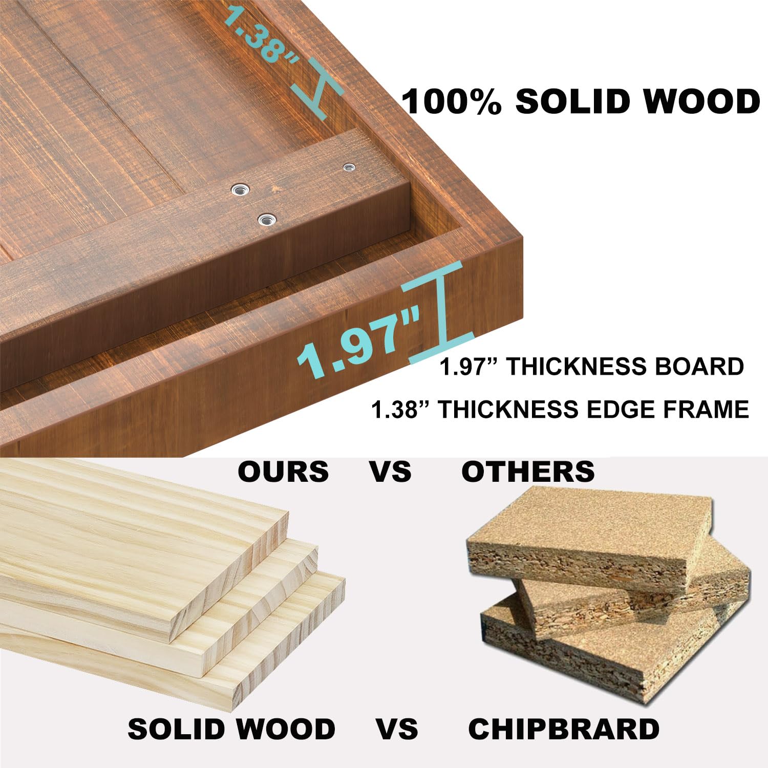 IBF Mesa de centro rústica, mesa de té industrial de madera maciza, mesa de centro de madera real de granja, mesa de cóctel rectangular minimalista moderna, 39 pulgadas