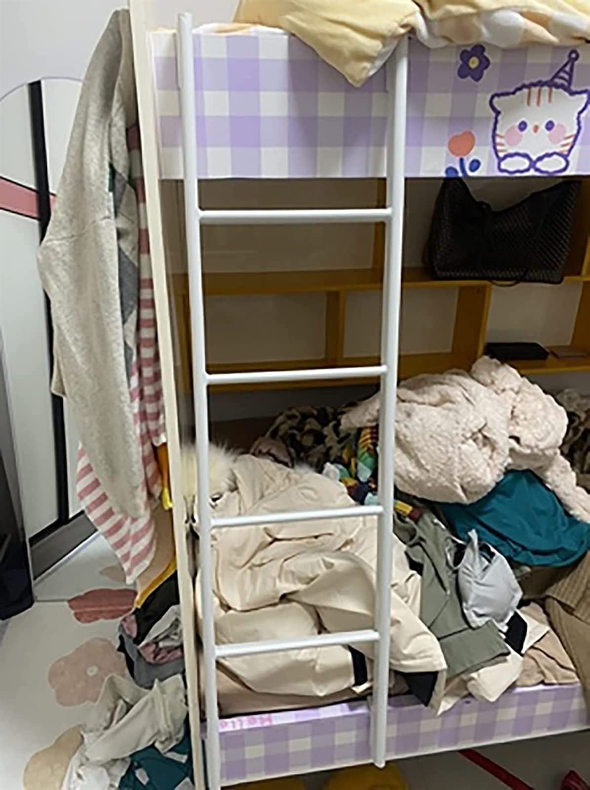 RV Etagenbett Leiter RV Etagenbett Leiter Home Schlafzimmer Hubbett Wohnheim Weiß Loft Leitern Metall Teenager Kinder Klettern Leitern Für Camper LKW Wohnmobil Auto