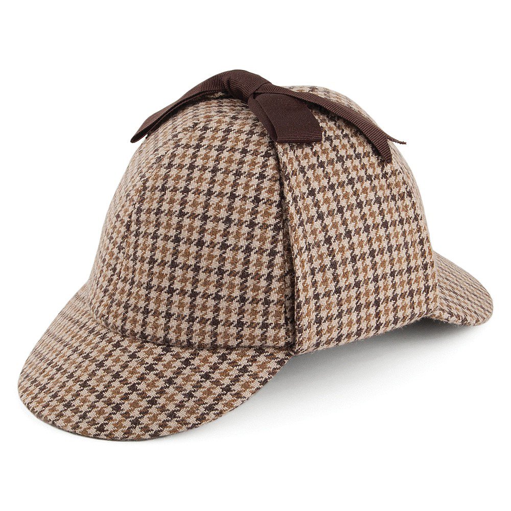 Jaxon & James Houndstooth Sherlock Holmes Deerstalker Hat - Brown M