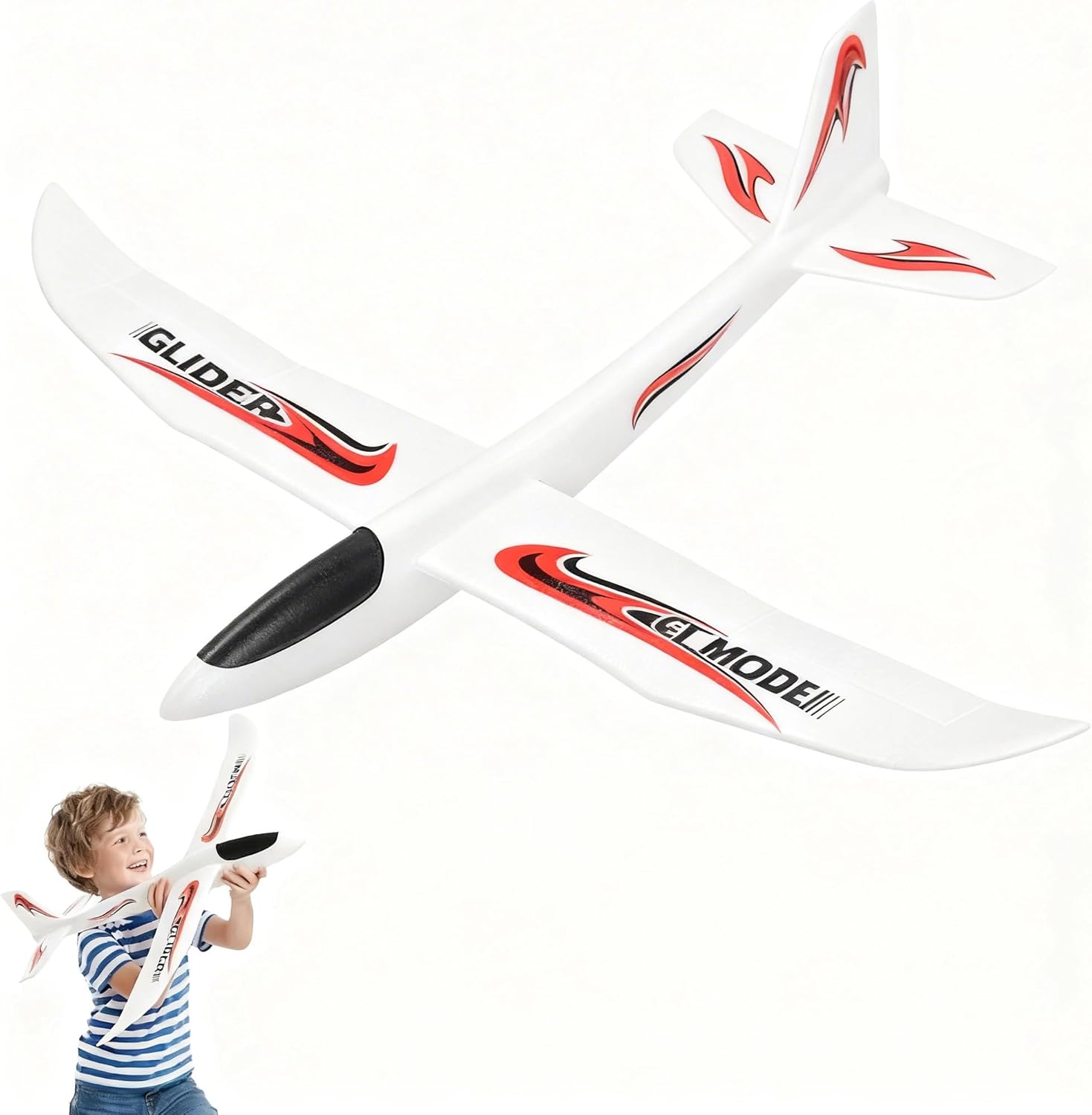 NUOBESTY Airplane Toy, 39" Large Throwing Glider Plane 2 Flight Modes Foam Glider Airplane for Kids Flying Plane Toys for Boys, Girls to Play Outdoors, Party Favors