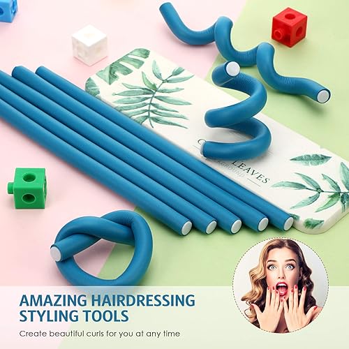 Miniatura 5 de 30 varillas rizadoras flexibles de espuma torcida, rodillos de espuma suave, sin calor, peine de cola de rata, peine de cola de rata, para mujeres y