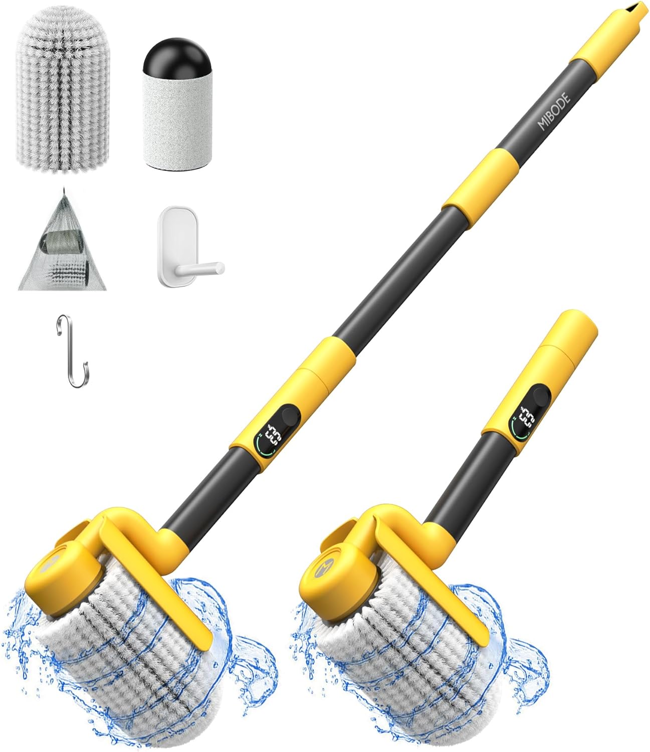 Limpiador eléctrico giratorio, cepillo de limpieza inalámbrico para el hogar, 600 RPM y 2.5 horas de funcionamiento con cabezal de cepillo