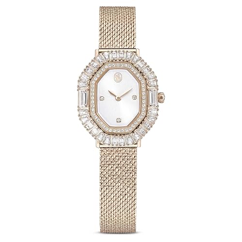 Matrix Octagon Watch, Swiss Made, Clear Crystals, Gold-Tone, Stainless Steel