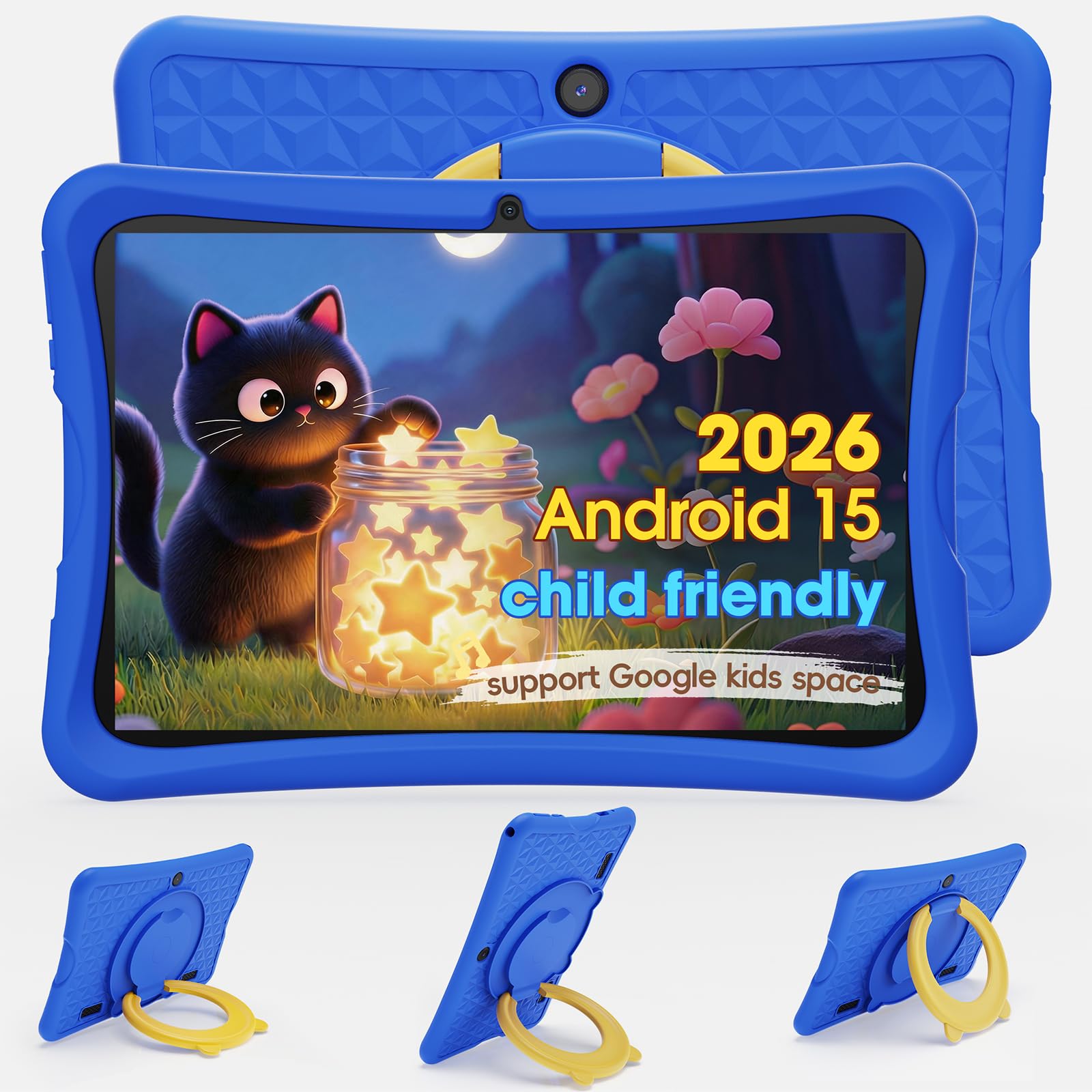 DigiLand Android 15 Niños Tablet 10 Pulgadas,6GB RAM + 32GB ROM (Ampliable), Control Parental, Apps Infantiles Preinstaladas, Cámara Dual, con Funda Protectora (Azul)