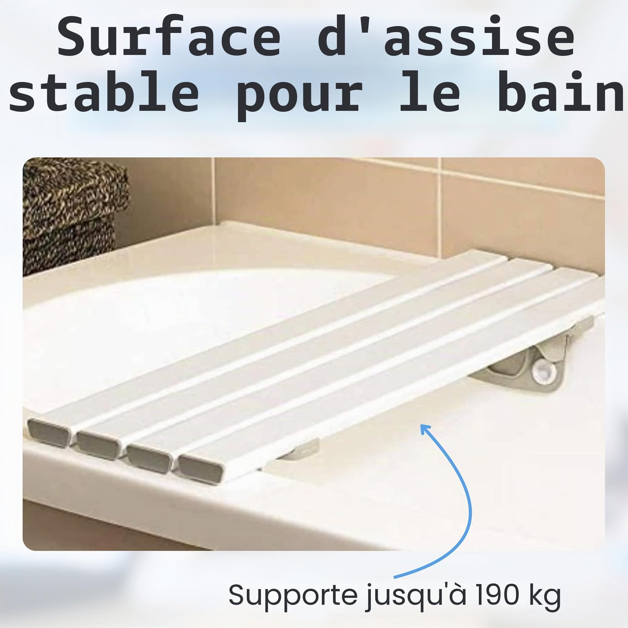Homecraft Savanah Slatted Bath Board, Strong, Comfortable, and Sturdy Plastic Bath Board, Four Slat Board with Quick Draining Design, 762mm Length and 232mm Wide, (Eligible for VAT relief in the UK)