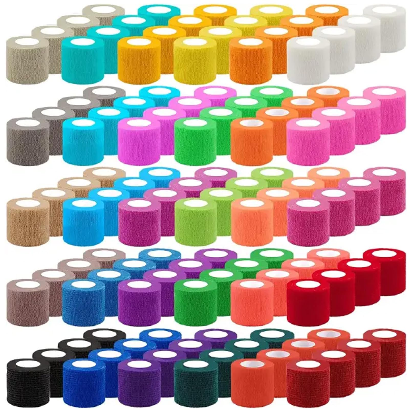 CACASO 120 Rolls Self Adhesive Bandage Wrap, 2 Inch x 5 Yard Breathable Self Adherent Wrap,Athletic Elastic Cohesive Wrap Bandage,Stretch Bandage Wrap