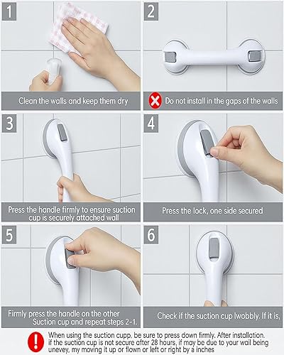 Miniatura 8 de 2 Pack Grab Bars for Bathtubs and Showers, Shower Handles for Elderly Seniors bar Safety 500 lbs Walls Handicap Heavy Duty Holder Hooks to Lift