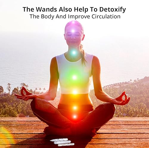 Miniatura 6 de WBM - Varita de cristal de selenita, 4 pulgadas, cristales y piedras curativas, 2 espirales y 1 varita de masaje, brujería, Reiki, potente