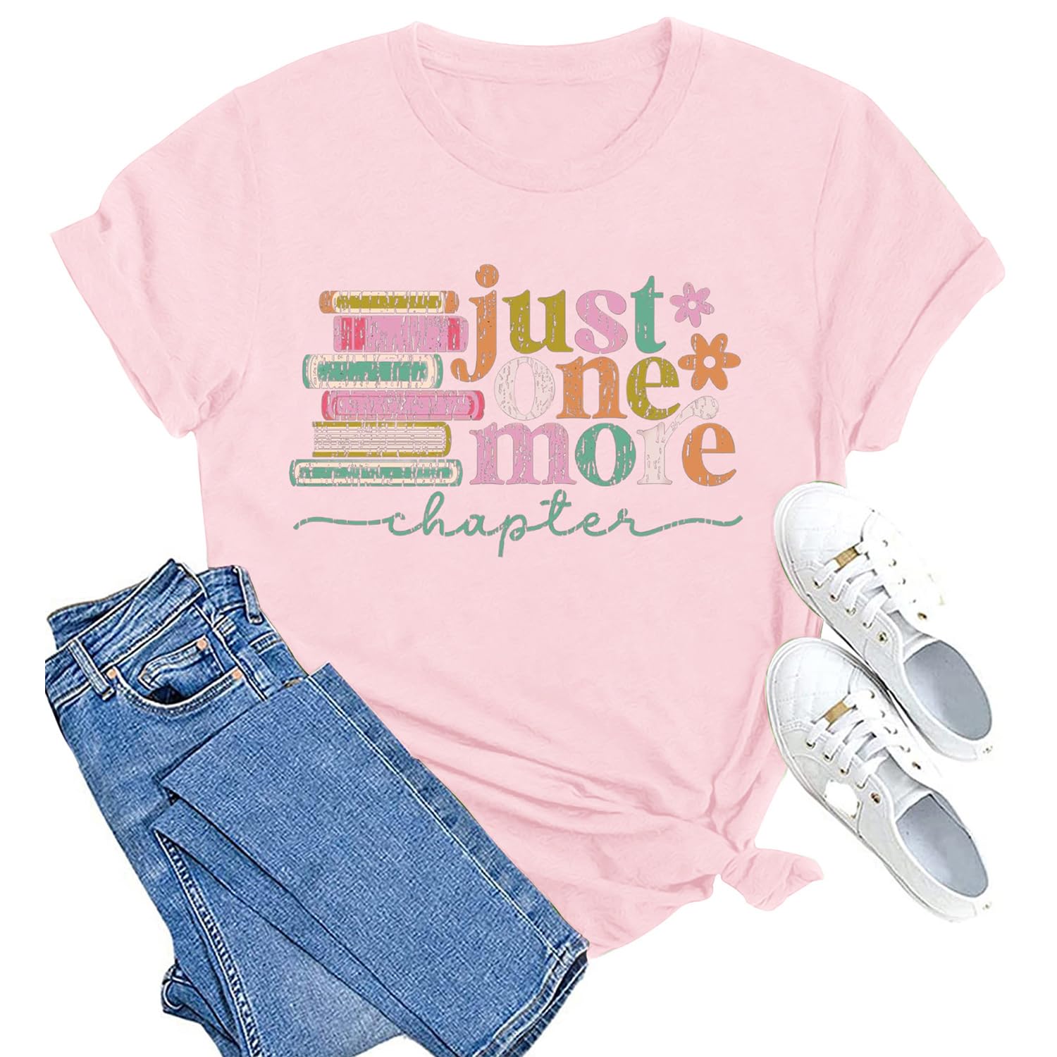 MAIHUNMAIHUN Reader Shirt for Women Book Lover Teacher Tshirt Just One More Chapter Bookworm Tee Top