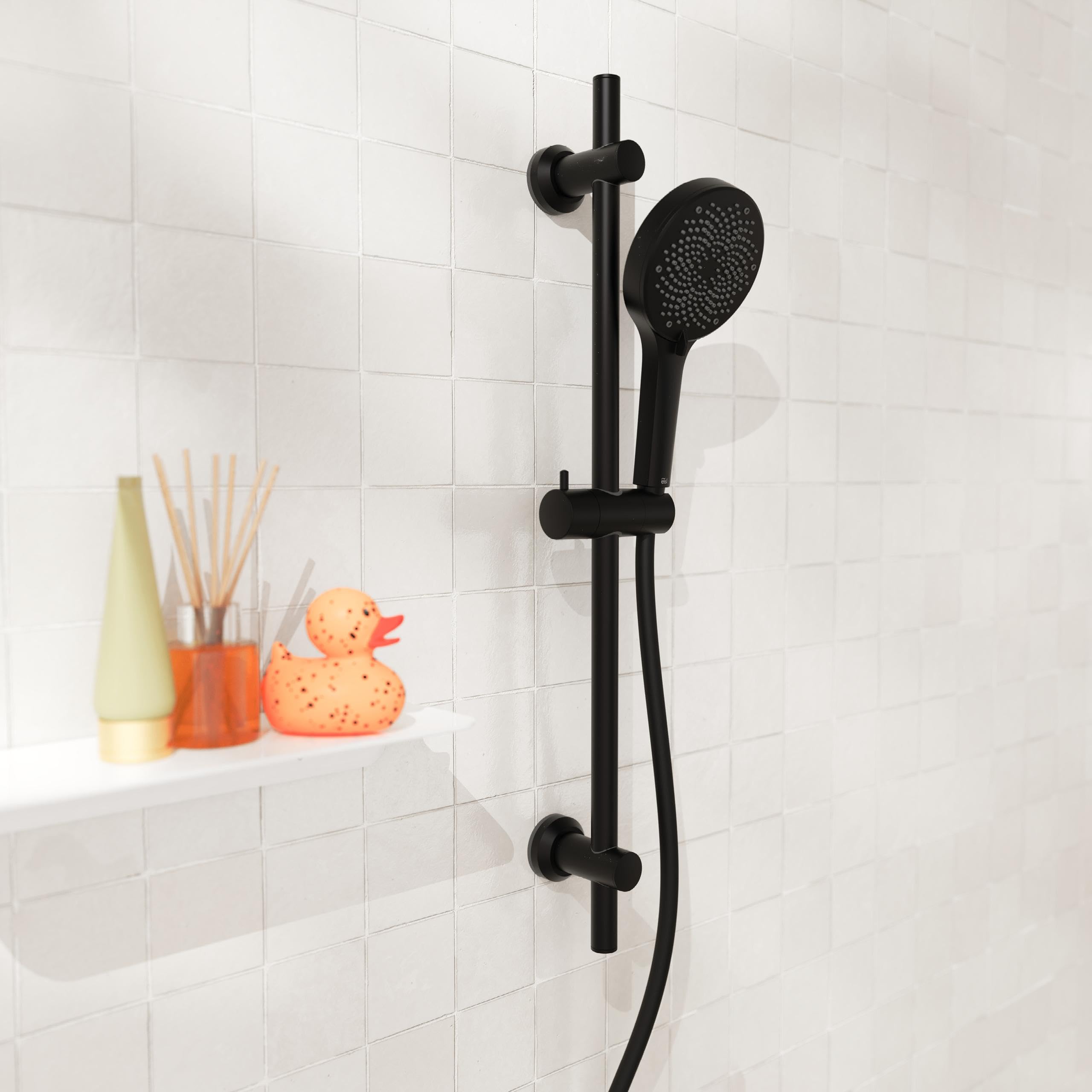 EISL DX7076CSB STILO Brausestangenset, Duschset mit Brausestange 70 cm, Duschbrause mit Schlauch und Halterung, Duschkopf mit 3 Funktionen, Duschstange mit Brause, Schwarz